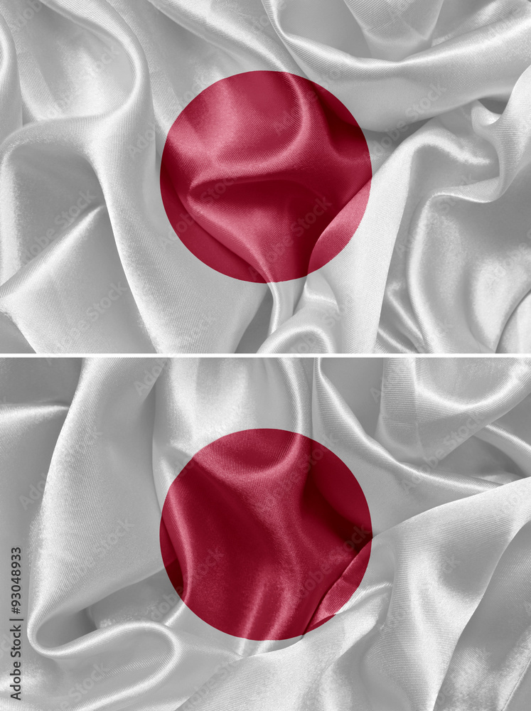 Fototapeta premium Cloth Japanese flag set