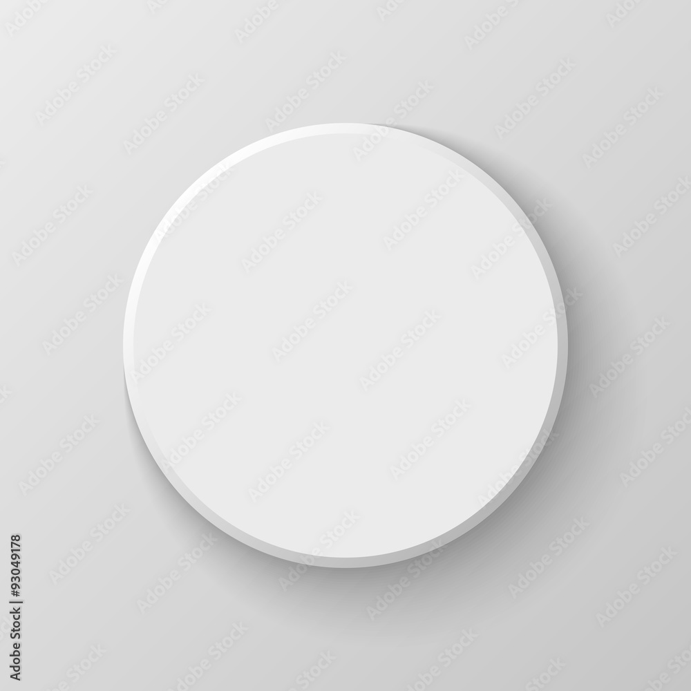 White Blank Circle Button Icon on Light Background. Vector White Blank Circle Button Icon on Light Background. Vector