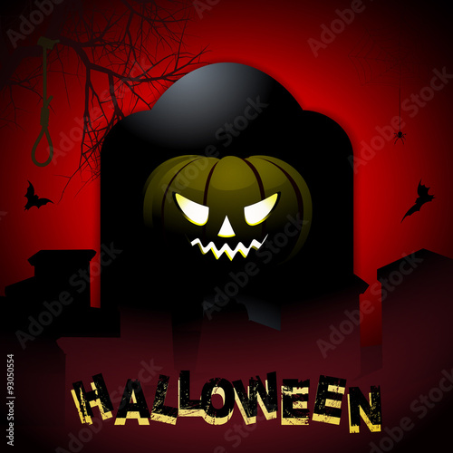 Halloween tombstone and pumpkin background