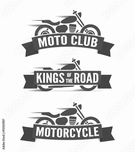 Set of vintage motorcycle labels, badges and logos