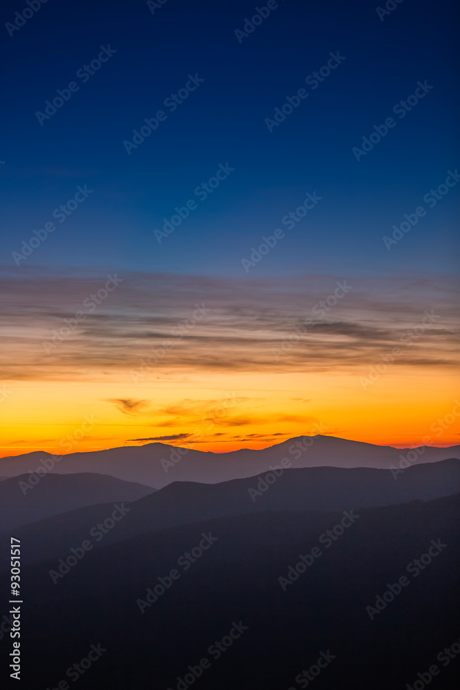 Colorful sunset in the mountain