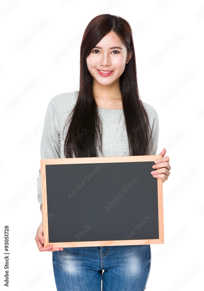 Asian Young woman hold with chalkboard Asian Young woman hold with chalkboard