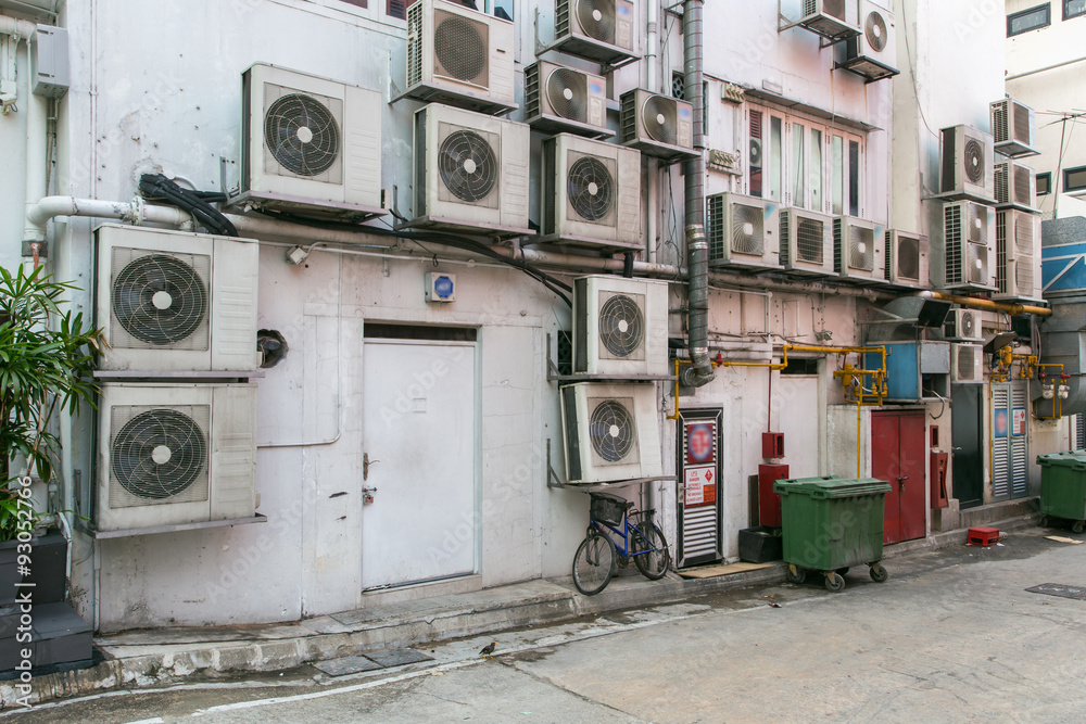 A lot of air conditioner in the building old town at singapore city Stock  Photo | Adobe Stock