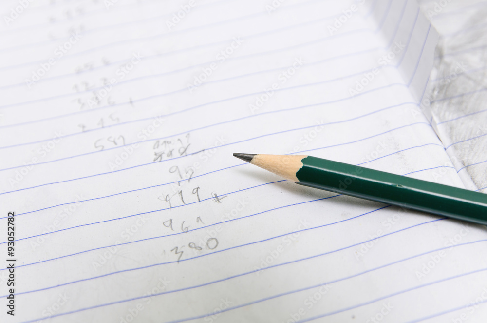 Close up pencil and paper noot book write Close up pencil and paper noot book write