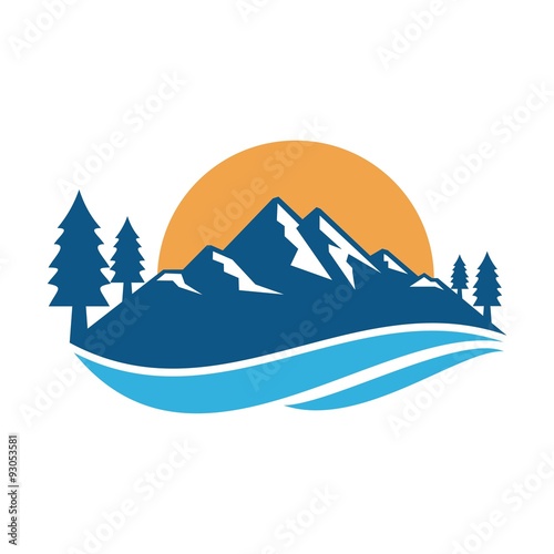 View of The Mountain Logo. Landscape Hills logo design inspiration