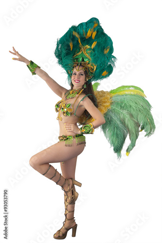 Samba dancer posing and looking at camera.