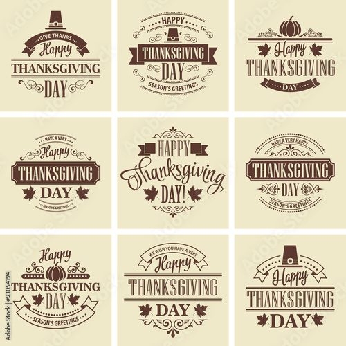 Typographic Thanksgiving Design Set. Vector illustration © vik_y