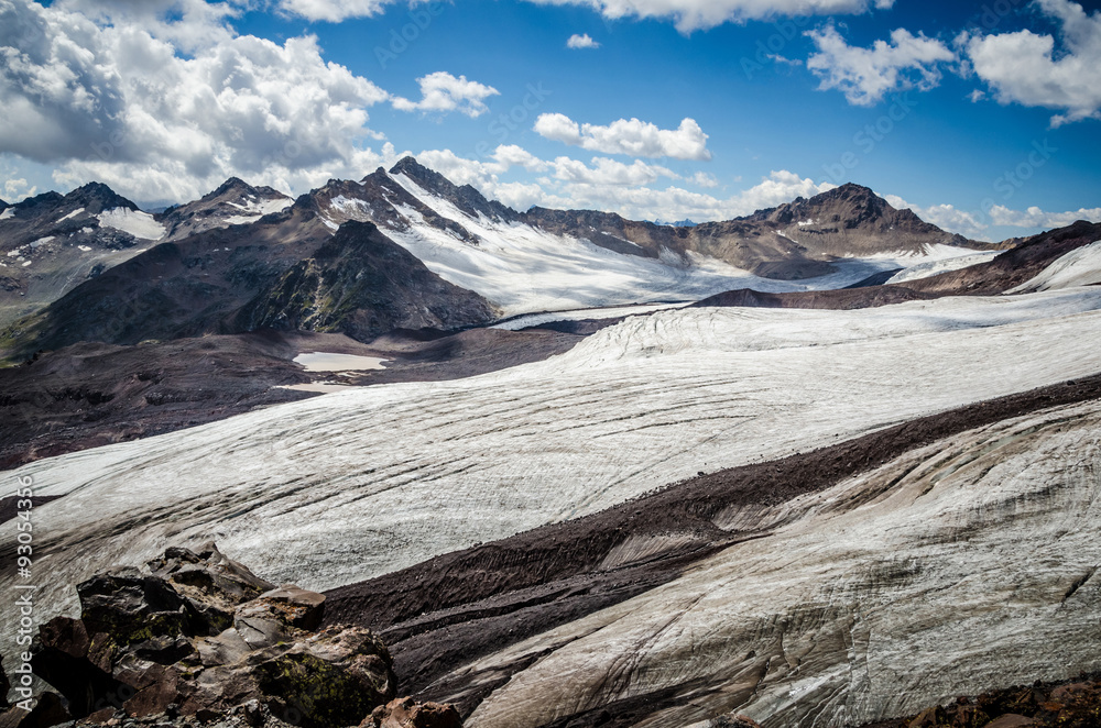 Icy landscape of Mount Elbrus