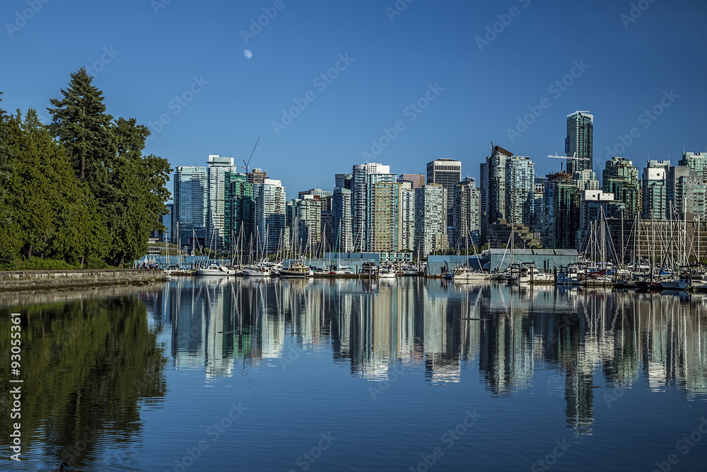 Cith of Vancouver when viewed from Stanley Park in BC.