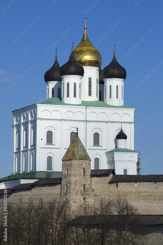 Троицкий собор и Довмонтова башня. Псковский кремль