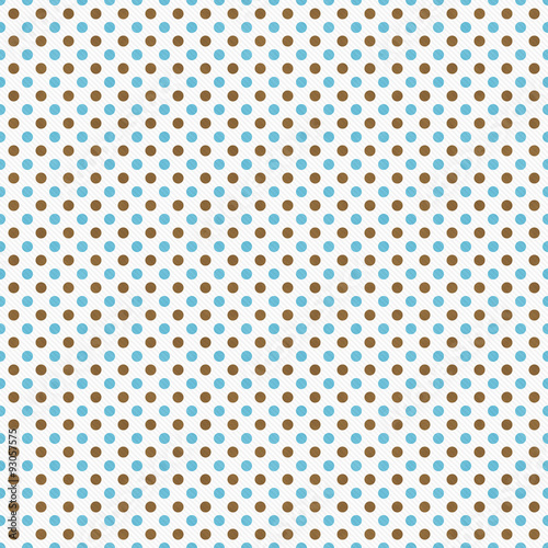 Blue, Brown and White Polka Dot Abstract Design Tile Pattern Re