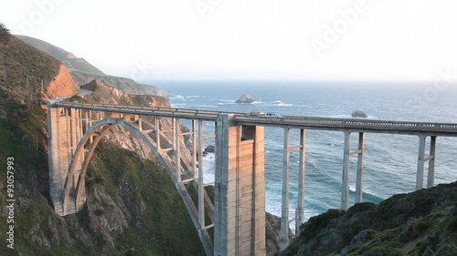 Highway 1's Bixby Creek Bridge at Sunset, an arched span in the Big Sur region of Central California.