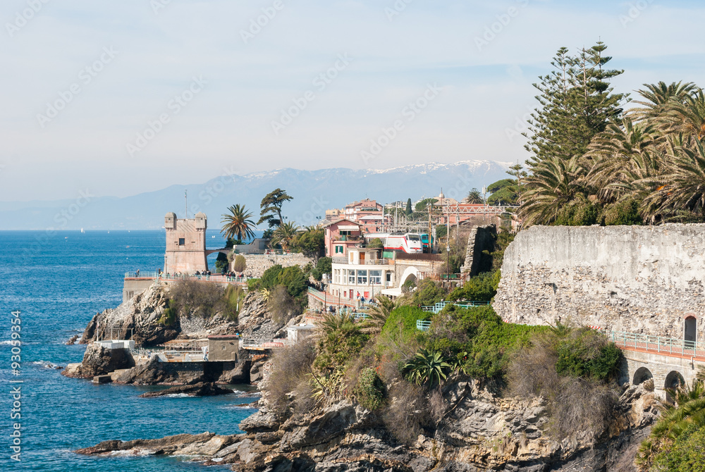 Promenade along the sea in the district of Genoa Nervi