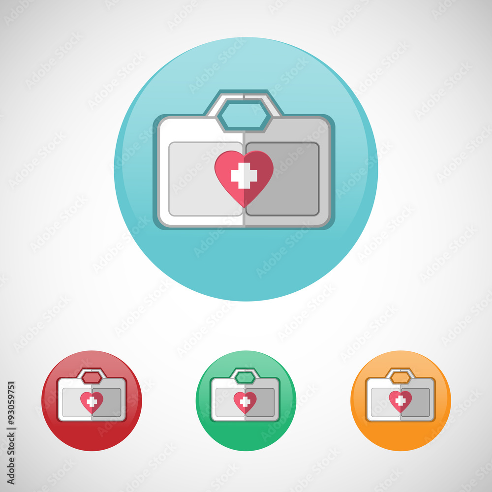 Vector first aid kit vector icon set. Vector first aid kit vector icon set.