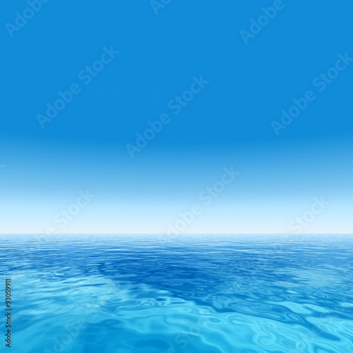 Conceptual blue sea or ocean water with sky