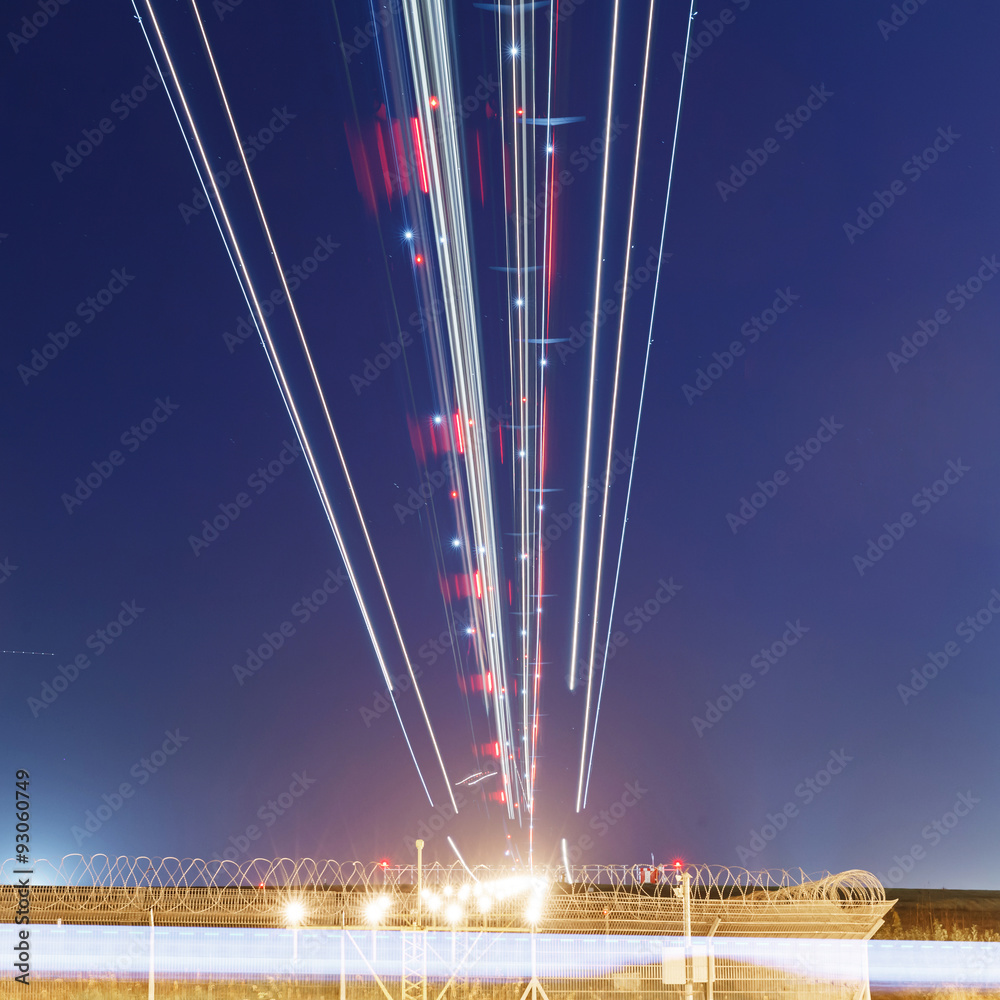  lights of aircraft on the glide path