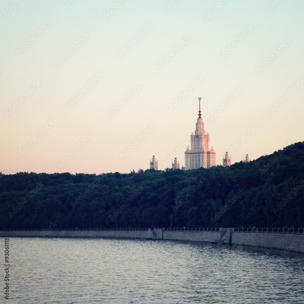 Moscow State University. View from the riverbank.
