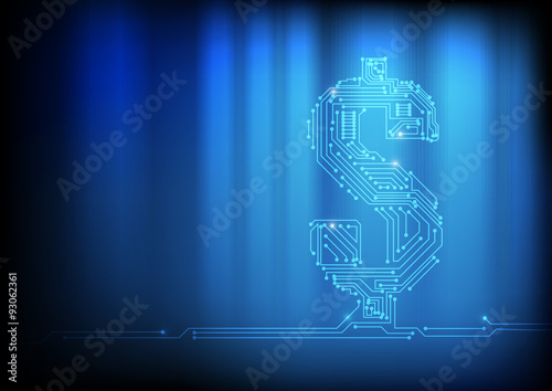 Vector : Electronic circuit in dollar symbol on technology backg