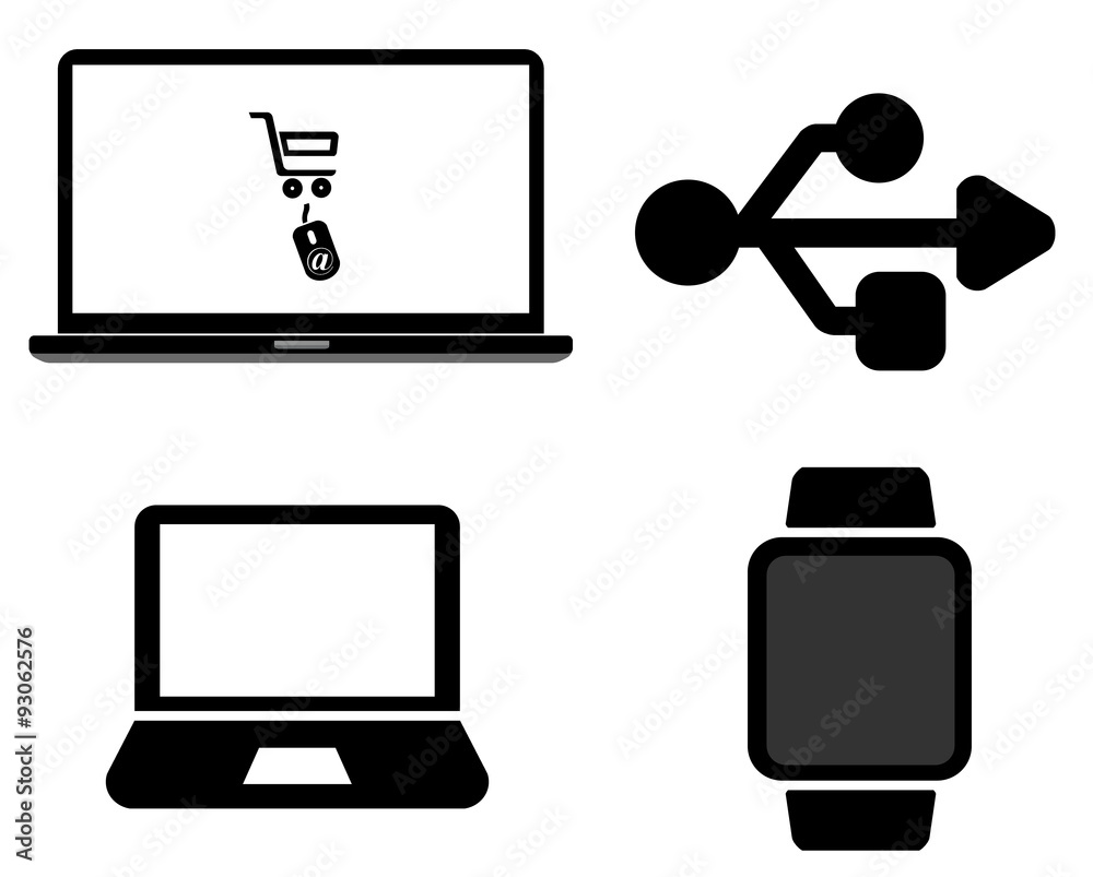 Electronique et informatique en 4 icônes Electronique et informatique en 4 icônes