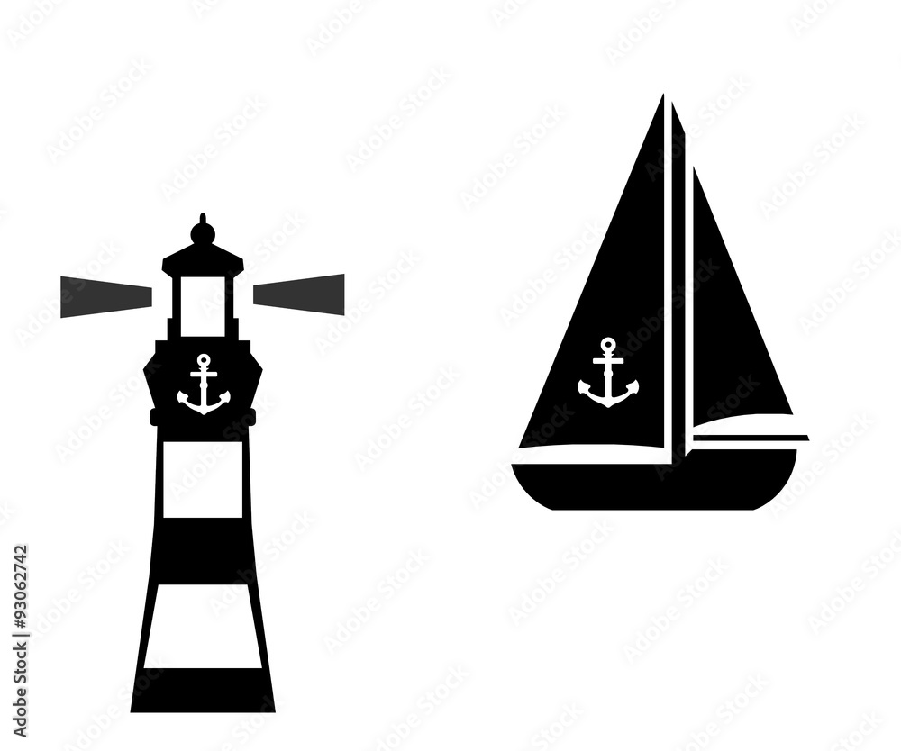 Voilier et un phare Voilier et un phare