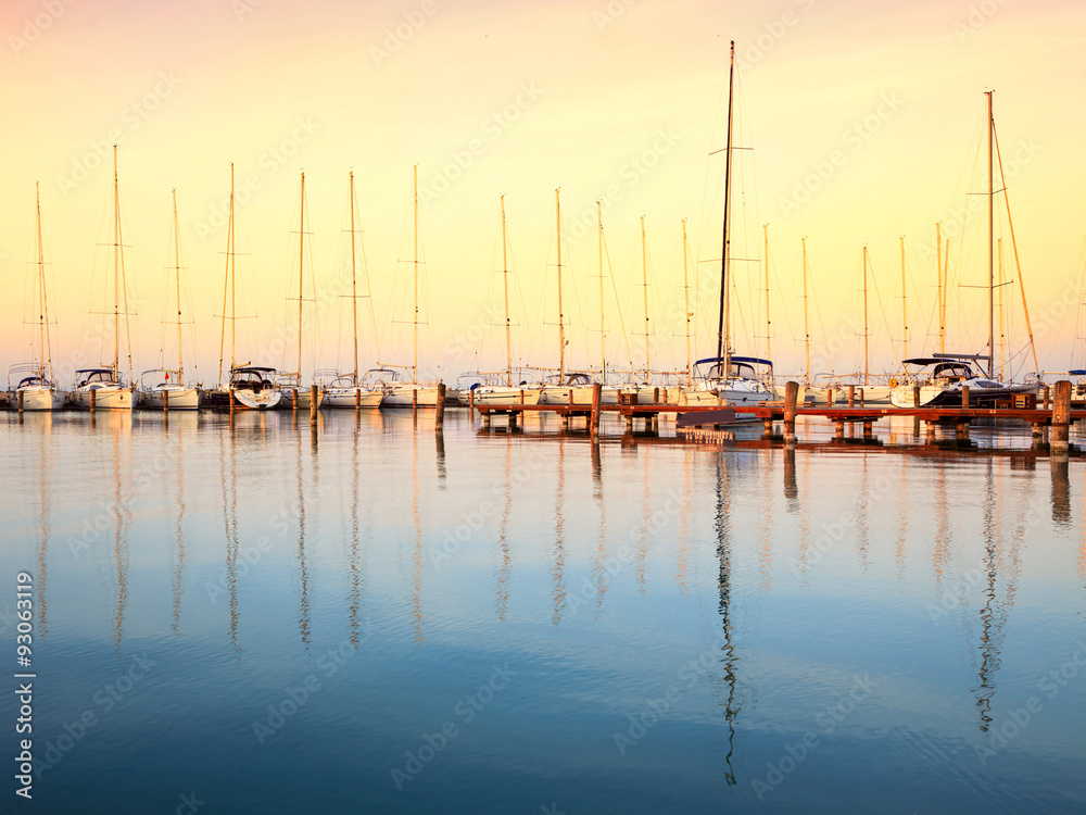 Sailing boats in the marina, lake Balaton