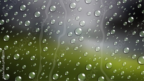 Rain Drop on windshield car window with blurred nature
