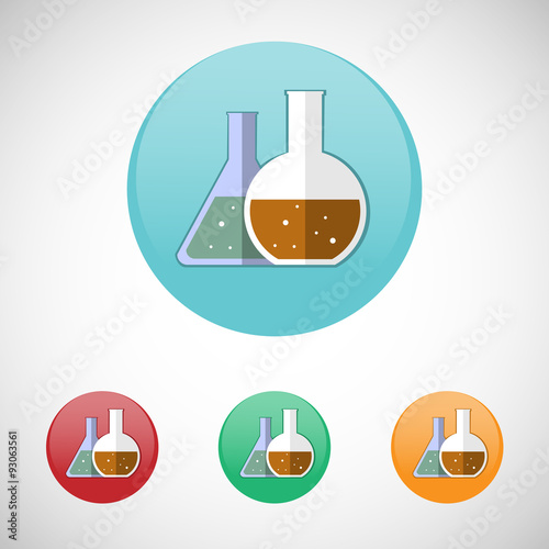Medical mixtures in flasks vector icon set.