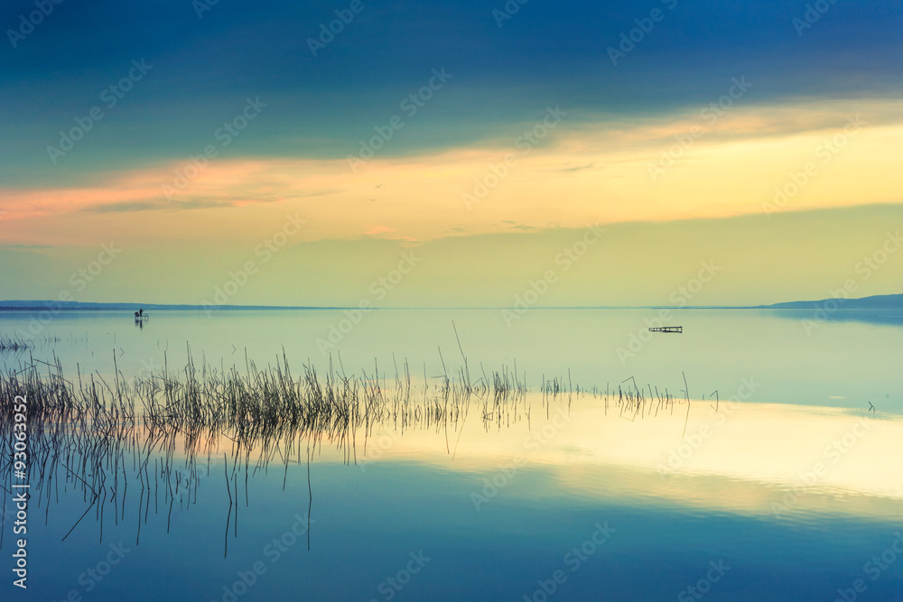 Beautiful sunset in lake Balaton