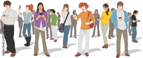 Group of people with smart phones