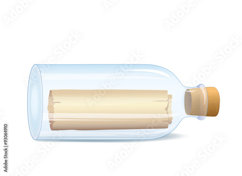 Bottle with a message 
Vector illustration isolated on white background 

