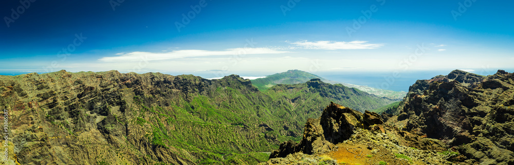 Panorama view from Roque de los Muchachos at La Palma, Canary Islands