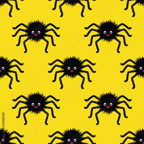eamless pattern with black spiders for Halloween