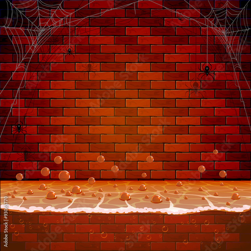 Brick wall in the sewers