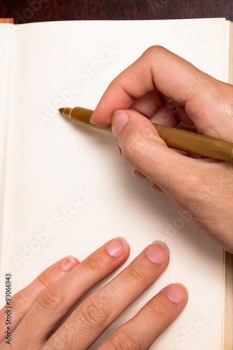 Write on open empty book