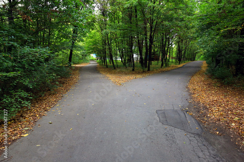 Foto Fork asphalt roads