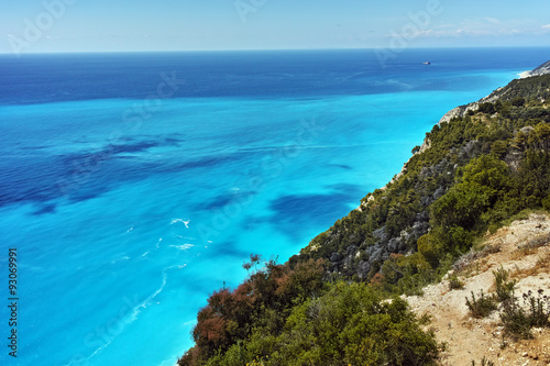 Panorama of Gialos Beach, Lefkada, Ionian Islands, Greece
