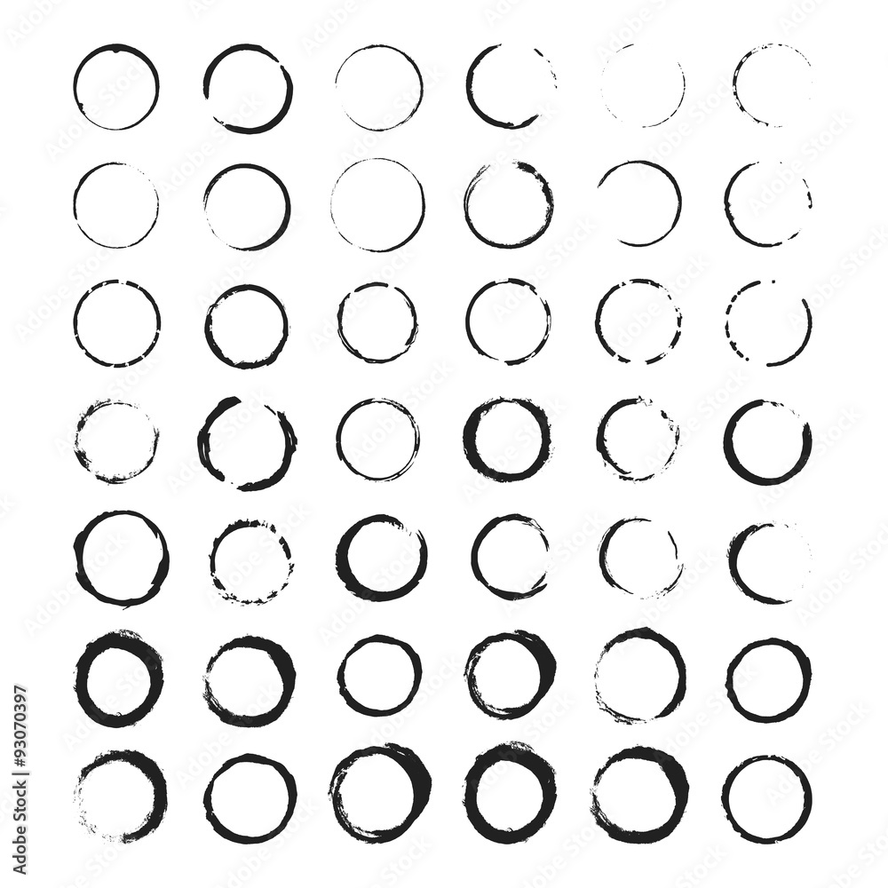 Grunge circle border set
