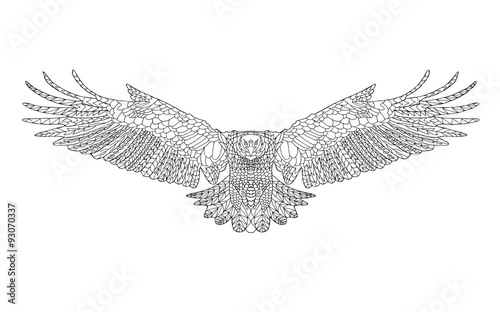 Zentangle stylized eagle. Sketch for coloring page, tattoo or t
