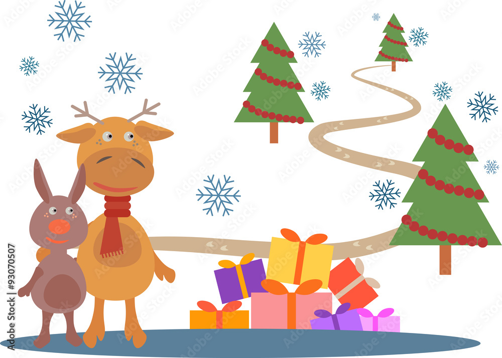 Naklejka premium Cute Christmas card