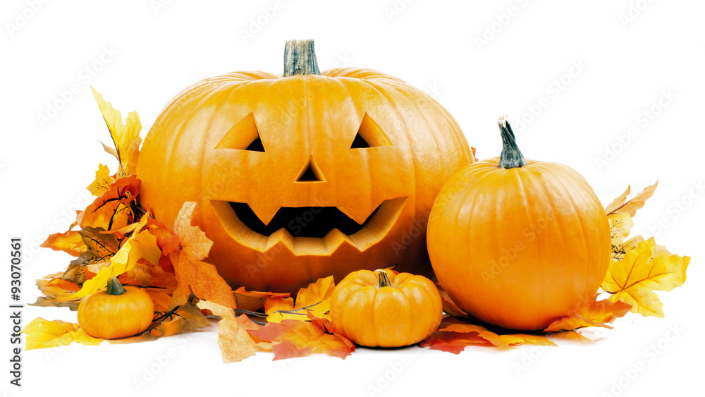 Naklejka premium Halloween Kürbis Horror Party Hintergrund isoliert