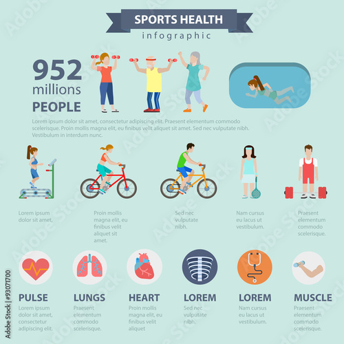 Sports health healthy lifestyle vector flat infographics
