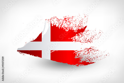 Brush painted flag of Denmark