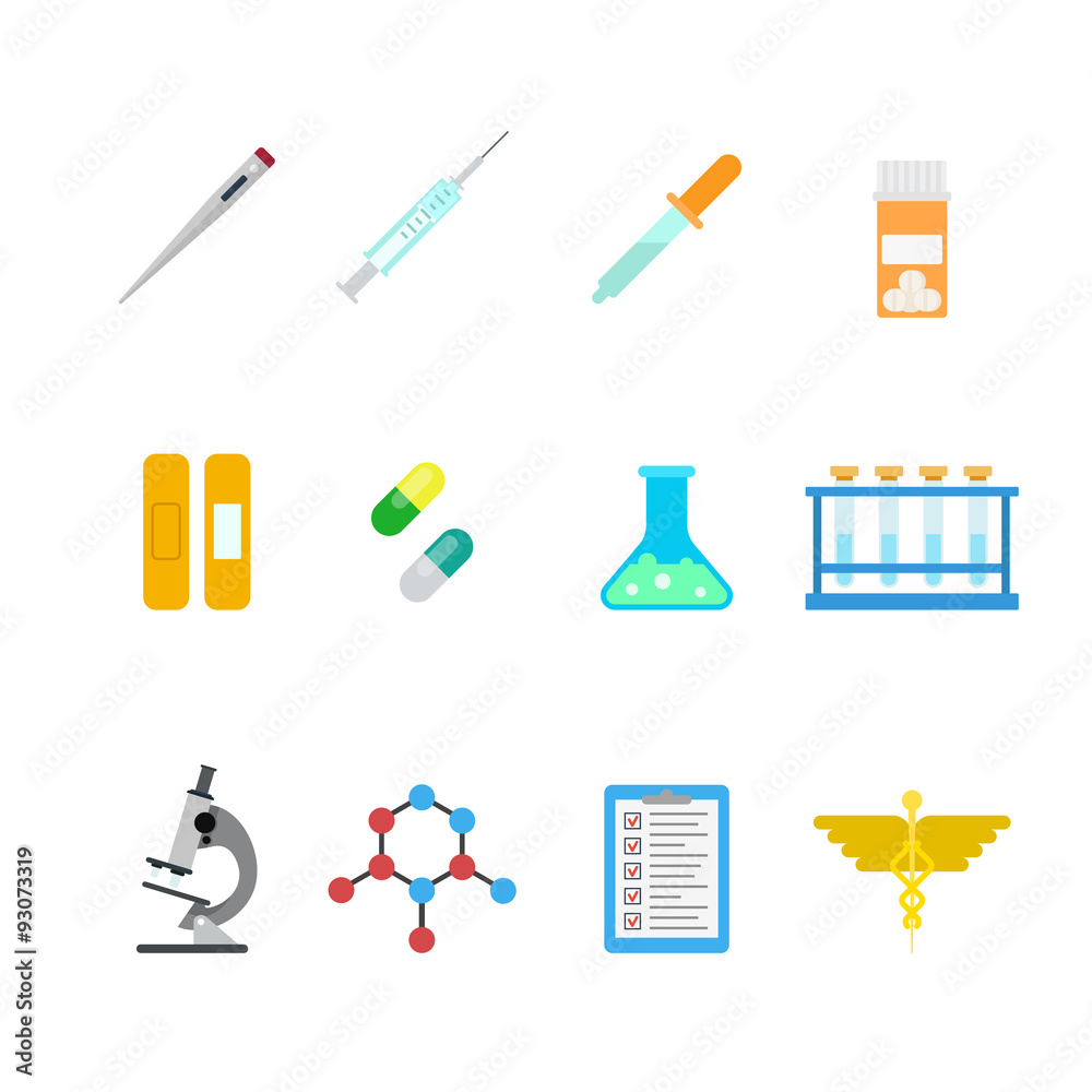 Vector flat lab web app icons: hospital chemical pharmaceutical Vector flat lab web app icons: hospital chemical pharmaceutical