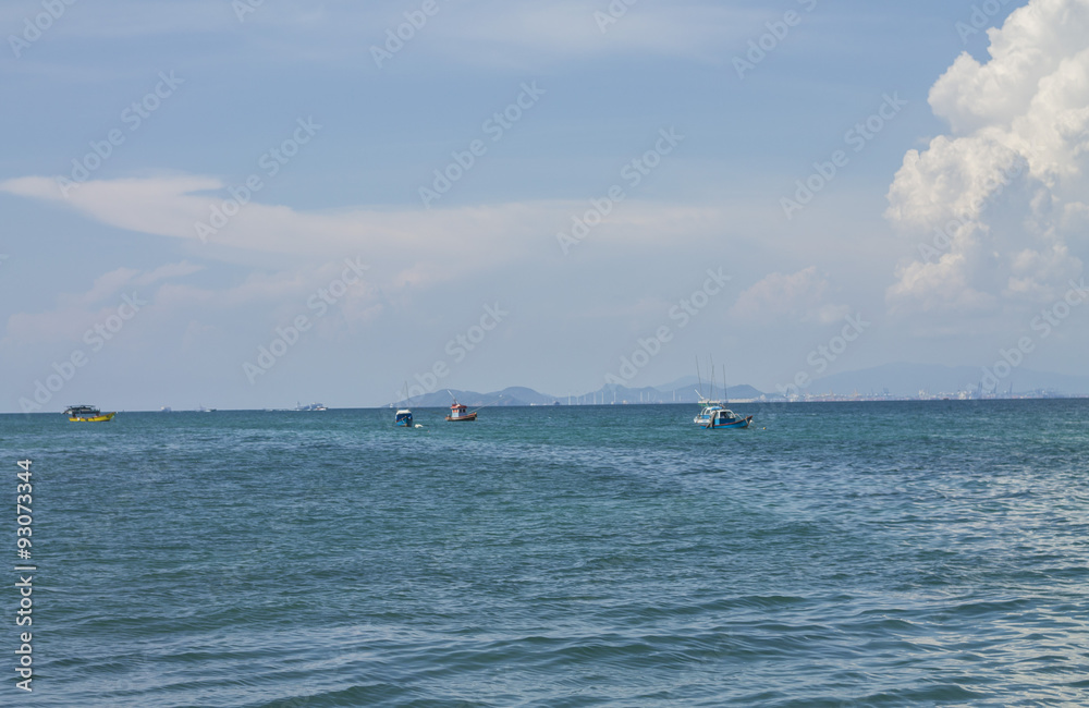 seascape with fishing boats