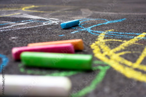 Urban playground and colorful chalks