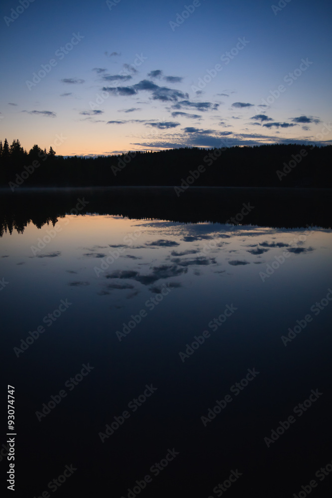 Fototapeta premium Calm lake scape at summer night