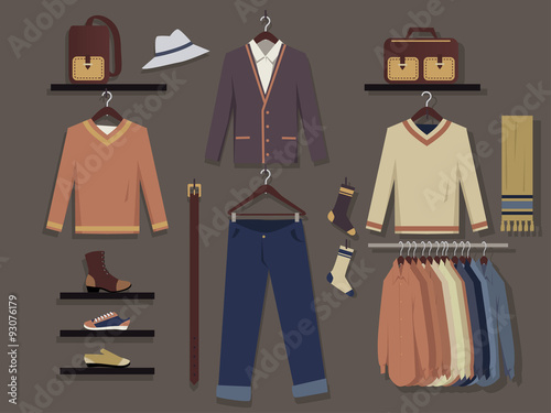 Clothing store for men wall display background, EPS 8 vector illustration, no transparencies