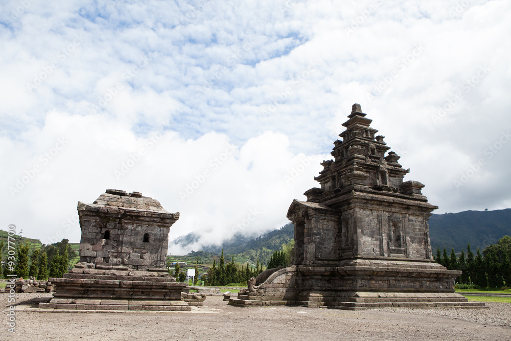 Temples of Arjuna complex on plateau Dieng