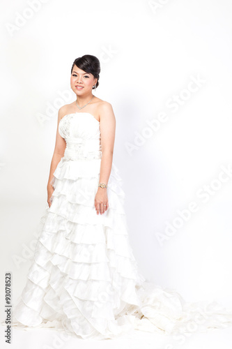 beautiful bride asian on white background.