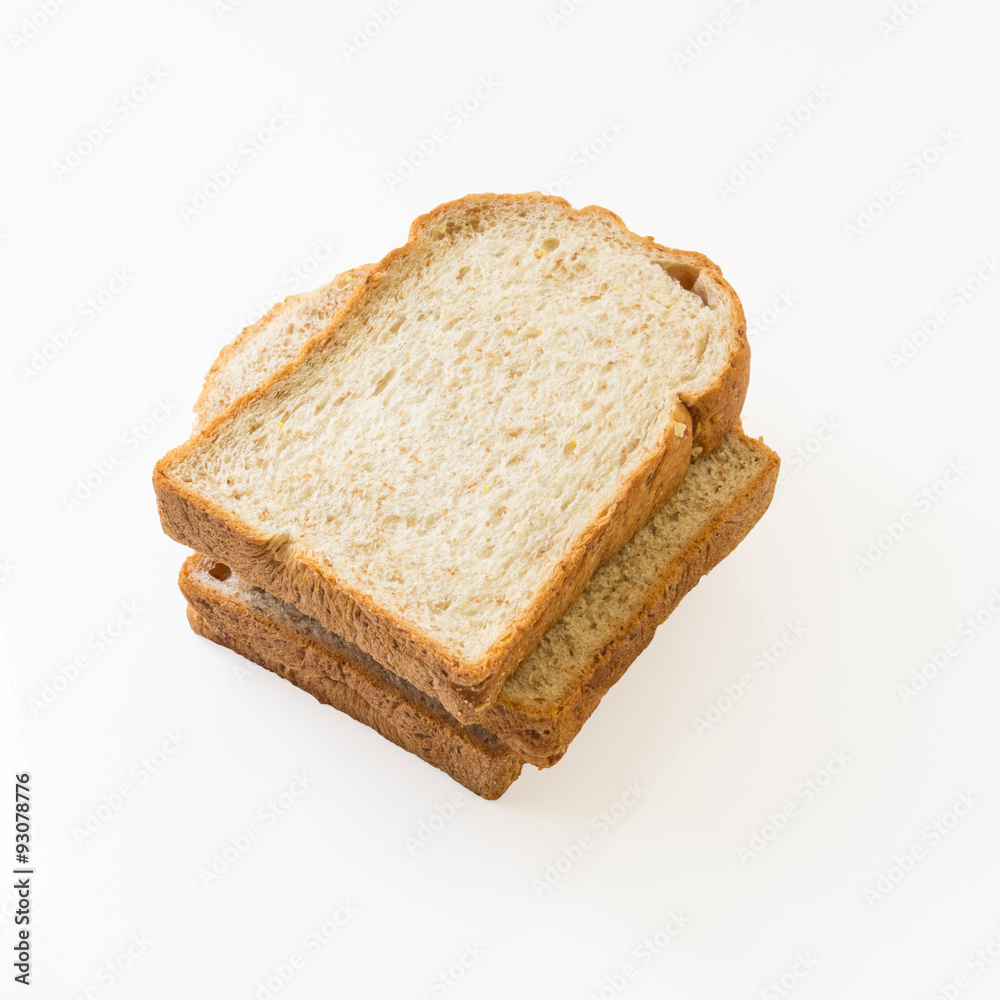 Sliced Wheat Bread on white background